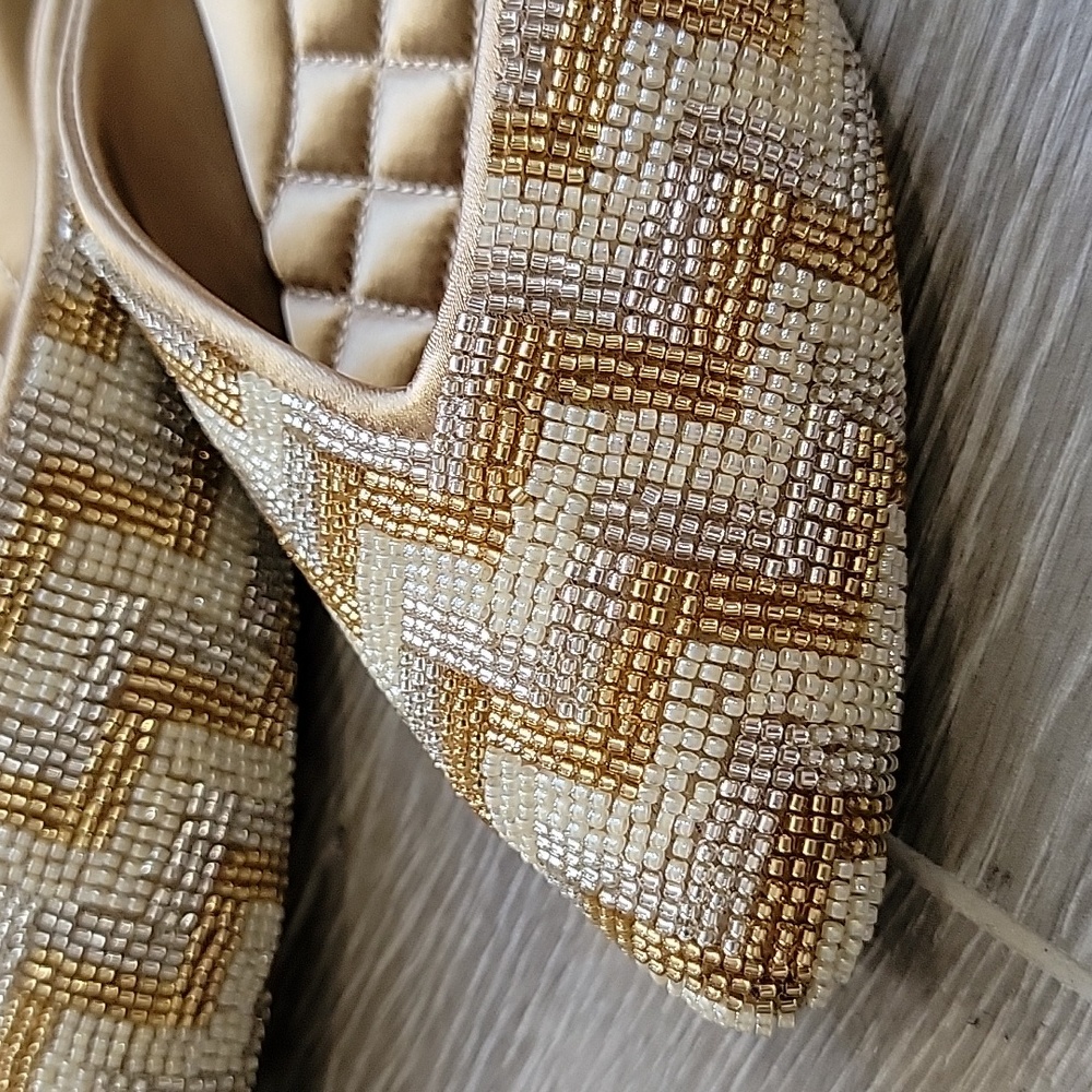 NEW Birdies The Swan Limited Color Champagne Chevron Mules Size 5.5 - Picture 3 of 8
